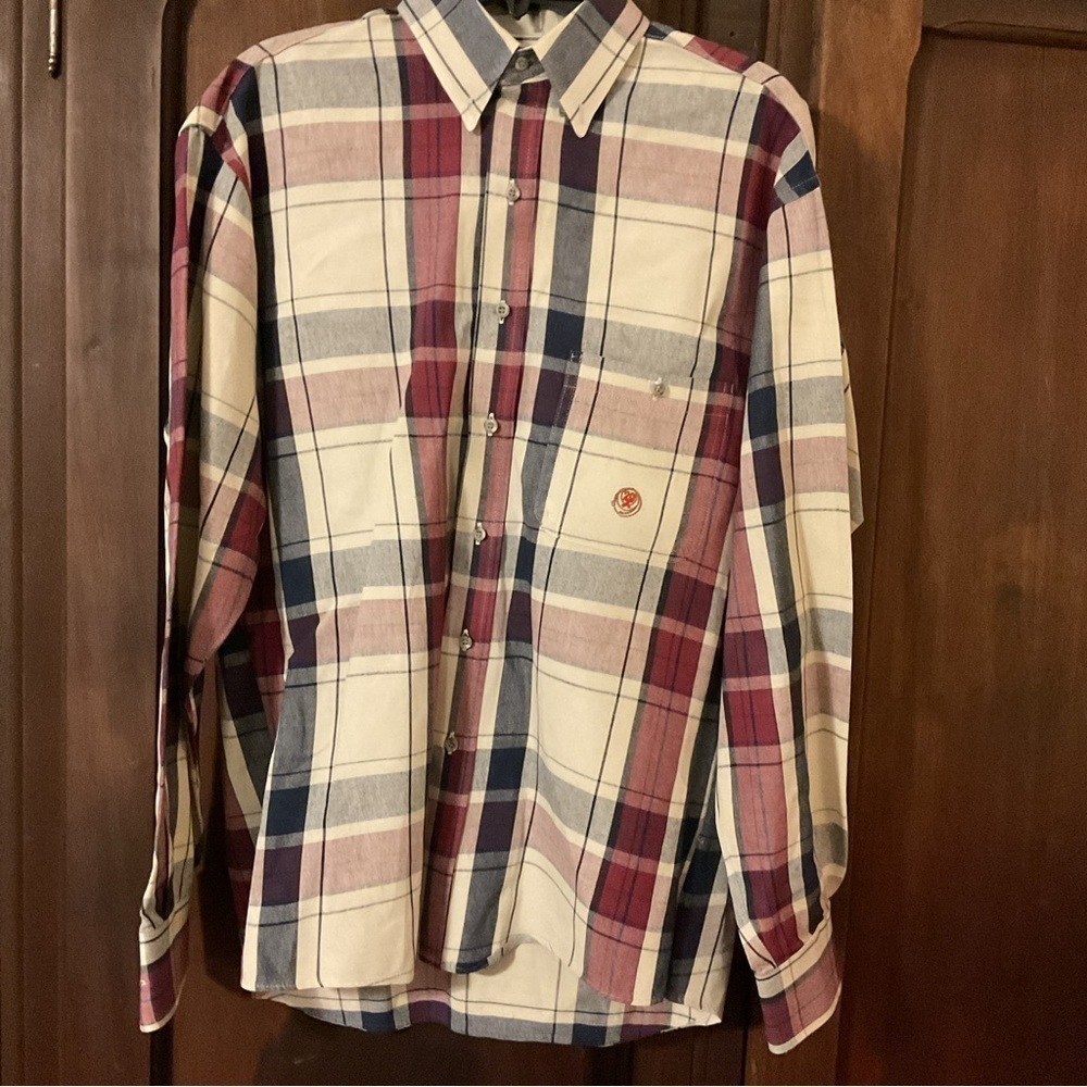 Twenty X Plaid Button Down Long Sleeve Shirt by Wrangler Size 15 1/2 X 34/35